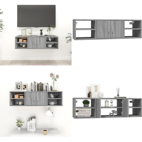 Étagère murale Sonoma gris 102x30x29 cm Bois ingénierie - Étagère Murale - Étagère Flottante - Rangement Mural - Bibliothèque Murale - Meuble Déco - Home & Living