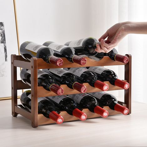 Porte - vin, 3 niveaux, pour 12 bouteilles, Range Bouteille pour comptoir de Bar, Salon, Cuisine (1/2)