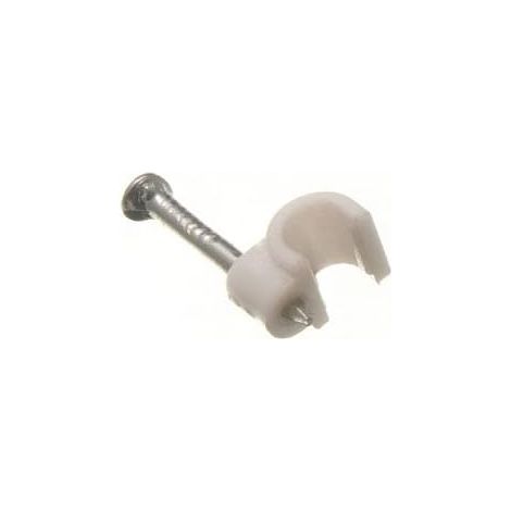 Lot de 240 clips de câble ronds blancs avec broches à frapper 3,5 mm (1/2)