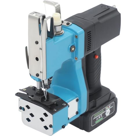 Machine À Coudre Electrique Portable Sacs Compatible - Sans Fil Batterie, Machine à coudre et fermeture de sac, batterie 2600 mAh, moteur en cuivre 1800-2000, Pour Sacs/Tissu/Riz/Papier, Bleu (1/5)