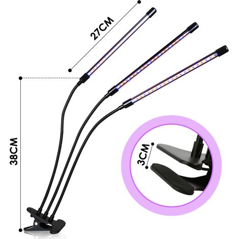 Wolketon Pflanzenlampe, Vollspektrum-Gartenbaulampe, LED-Wachstumslampe, 10 dimmbare Stufen und 3 Timer-Modi (3/9/12h) für den Pflanzenanbau im Innenbereich 30W (1/4)
