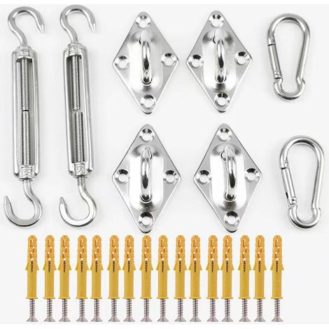 Kit de Fixation pour Voile d'Ombrage, 304 Inoxydable pour Voile d'Ombrage - pour Une Installation en Toute Sécurité des Auvents (1/4)