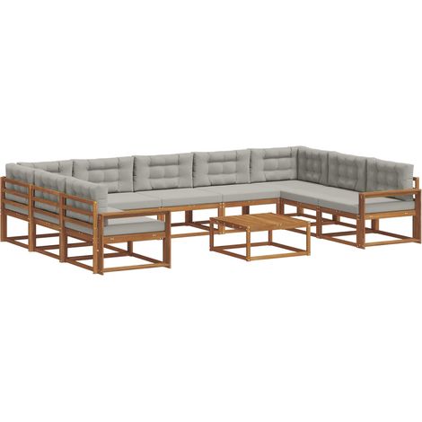 Conjunto de sofás de exterior 10 pcs Gris Natural y Claro vidaXL (1/5)