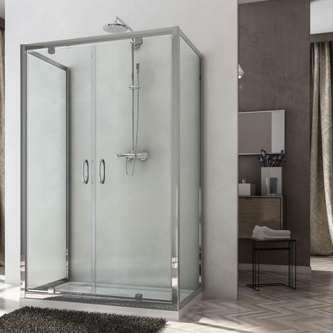 Box Doccia 3 Lati 80x120x80 cm 2 Ante Battenti in Cristallo Trasparente 6mm H185 Fosterberg Koge Trio (1/5)