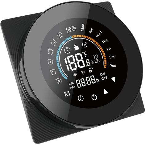 Thermostat Intelligent, Thermostat sans Fil avec Grand écran d'écran LCD Contrôle de la Voix du Bouton Tactile Smart Numérique pour la Chaudière à Gaz Contrôleur de Température Numérique (Coileur à (1/4)