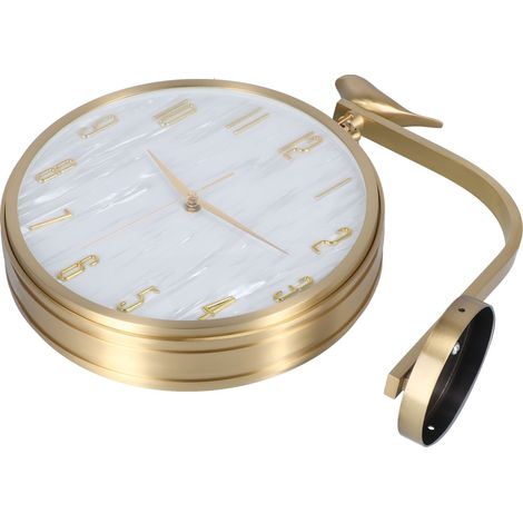 Horloge murale de luxe en cuivre, double face, à quartz, pour la décoration du salon. (1/5)