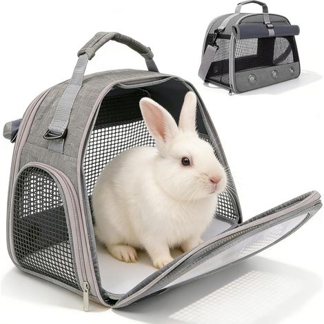 Sac De Transport pour Petits Animaux: Sac Transport Chat Chien avec Matelas, avec Fenêtre Transparente, Cage De Transport Portable pour Petit Oiseau, Cochons d'Inde, Chinchillas, Hamster (Gris) (1/5)
