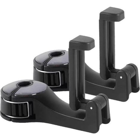 Set di 4 ganci a scomparsa per poggiatesta auto, ganci 2 in 1 per sedile auto con supporto per telefono, ganci per sedile posteriore, organizer universale per portafoglio auto (nero) (1/5)