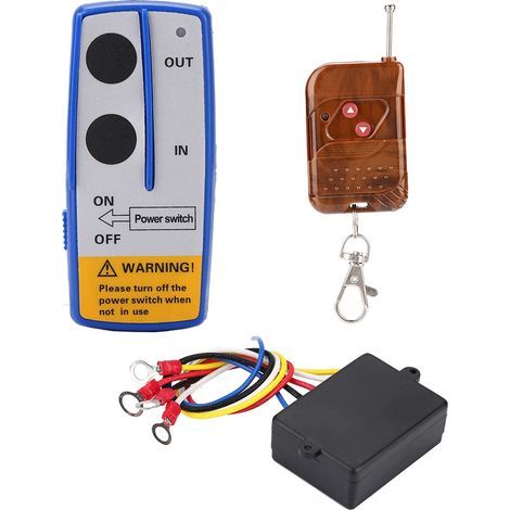 Kit de control inalámbrico para cabrestante con mando a distancia y luz indicadora (alcance de 15 m) para coches, camiones, quads y todoterrenos. (1/5)