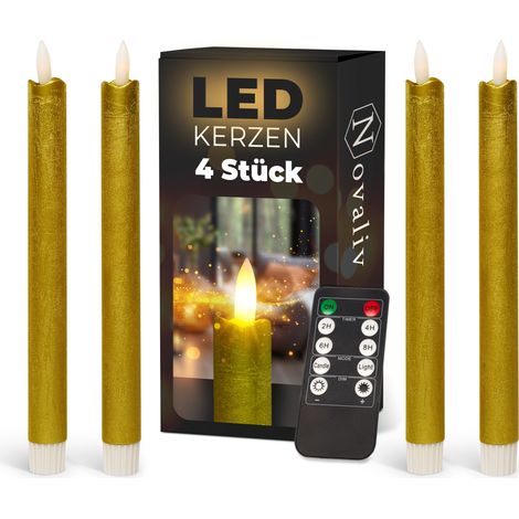 4x Novaliv LED Kerze  Echtwachskerzen Gold (1/5)