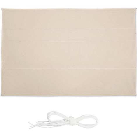Relaxdays Tenda da Sole per Esterni Rettangolare, 5 x 7 m, Idrorepellente, Anti UV, Terrazza e Giardino, Beige (1/5)