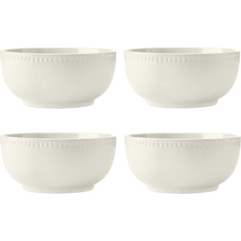 Mikasa Cranborne Setde 4 Ciotole de Cereali Gres, Servizio per 4, Set de 4 Ciotole de Cereali in Gres, 15cm, Crema - Microonde e Lavabile in Lavastoviglie