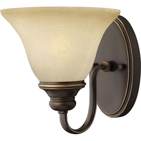 Wandlampe Leuchte Flurlampe Vintage-Design Stahl Alabasteroptik Bronze H 21 cm