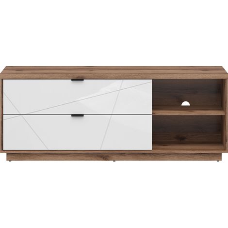 Mobile TV 2 cassetti Sven bianco e marrone 156cm