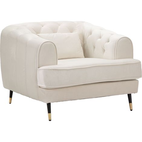Poltrona Praga 93x71x86 cm in Poliestere Crema/Oro (1/5)