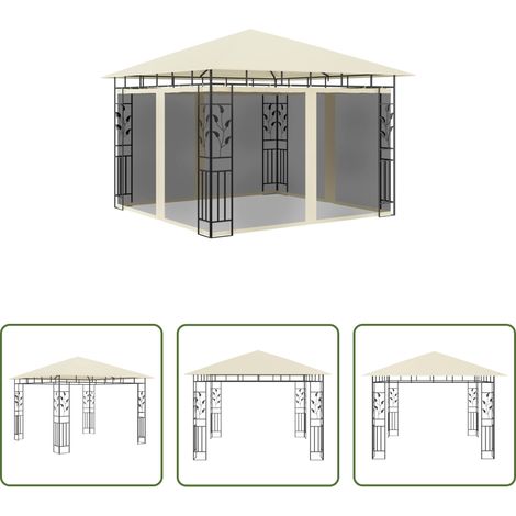 Tente de jardin - Belvédère avec moustiquaire 3x3x2,73 m Crème 180 g/m² (1/5)