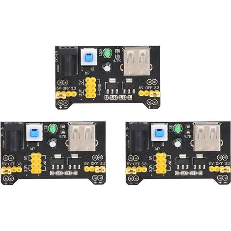 Module d'alimentation électrique pour platine de prototypage, régulateur de tension, sortie double canal DC 3.3V 5V, 3 pièces (1/5)