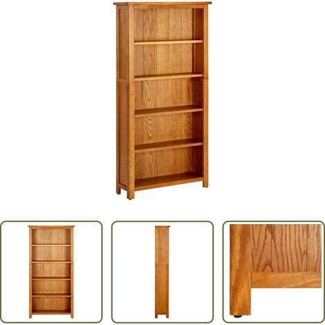 Bücherregal Eiche - Bücherregal 5 Fächer 70x22x140 cm Massivholz Eiche (1/5)