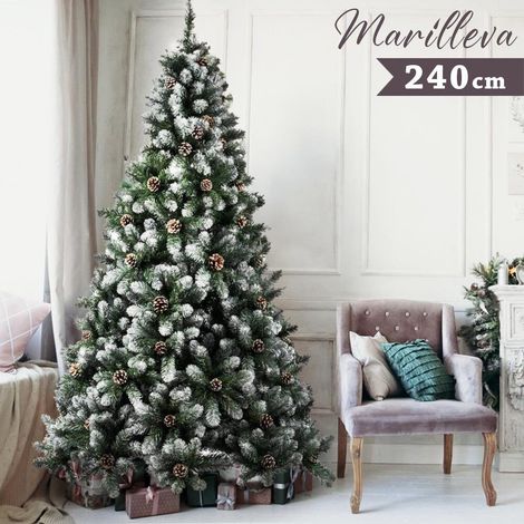 Albero Di Natale Innevato Marilleva 240cm 1388 Rami Super Folto con Pigne (1/5)
