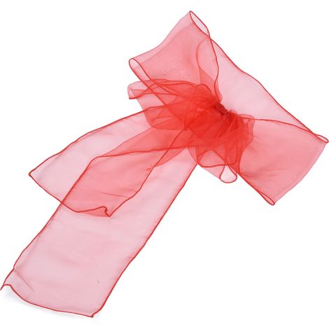 Lot de 10 nœuds de chaise en organza pour banquet, élégants et raffinés, pour la décoration de mariages et fêtes. Rouge vif. (1/5)