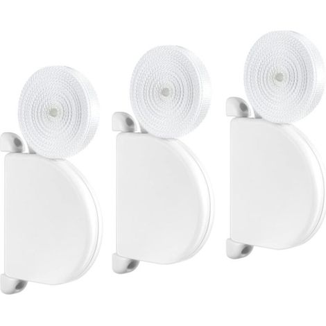 Lot de 3 enrouleurs de sangle pour volet roulant – Système mini – Sangle de 14 mm x 5 m – Espacement des trous 145 mm – Plastique ABS blanc (1/5)