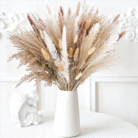 255 Pièces Pampas Herbe Vase Décoratif Home Design Arrangements, Herbe de Pampa Séchée Plantes Fleurs Séchées 43 cm (1/5)