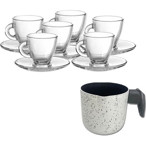MA MAISON SET 6 TAZZINE TRASPARENTI + BOLLI LATTE 12 CM SPESSORE 1.50 MM ANTIADERENTE E ANTIGRAFFIO IN ALLUMINIO (1/5)