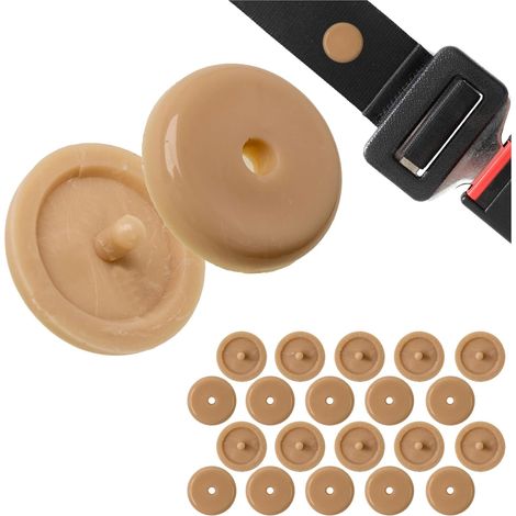 10 Paires Bouton de ceinture, Plastique dur, Beige, Pour ceinture à enrouleur, Rivet de fixation, Universel voiture (1/5)