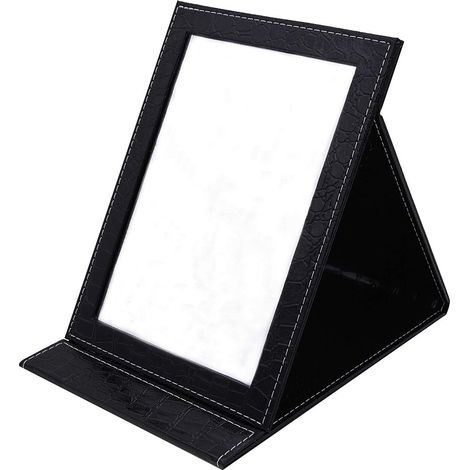 Grand miroir pliable portable avec support pour l'application du maquillage, noir (1/5)