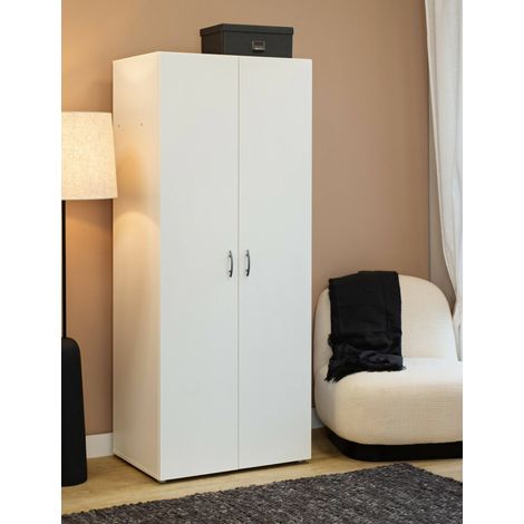 Dmora - Armario 2 puertas Malvito, Muebles de dormitorio, Vestidor, Armario de ropa, 74x52 h179 cm, Blanco (1/5)