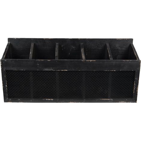 Étagère Murale en Bois Noir et Marron Rustique avec 5 Compartiments 60 x 13 x 28 cm - PANGIVO (1/5)