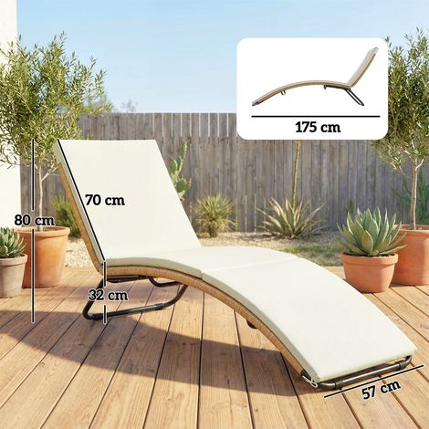 Chaise longue de jardin en polyrotin, en forme de S, avec coussin, assise respirante et structure en acier. (1/5)