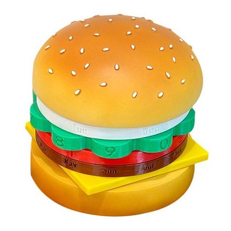 Dekorativer, drehbarer Burger-Kalender, origineller Schreibtischartikel, einzigartiges Geschenk für Büro und Zuhause