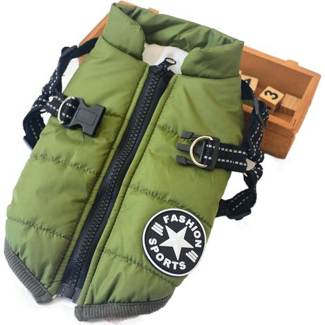 Veste pour chien Savlot, gilet d'hiver, manteau, pull pour chien, costume de ski pour animaux de compagnie, sans manches, doublé en coton avec sangle de poitrine (1/5)