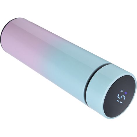 Bouteille d'eau intelligente 500 ml, affichage LED, double paroi en acier inoxydable, isolation sous vide, dégradé bleu clair (1/5)