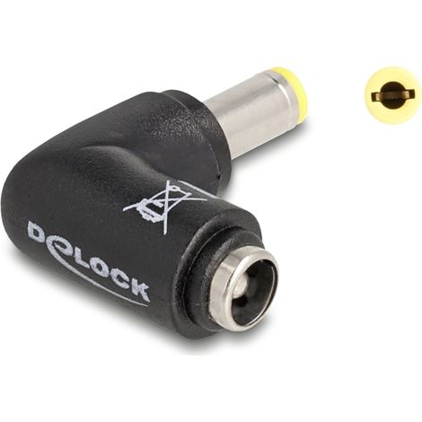 Delock Adaptador de CC de 5,5 x 2,5 mm macho a 5,5 x 2,5 hembra en Ã¡ngulo de 90