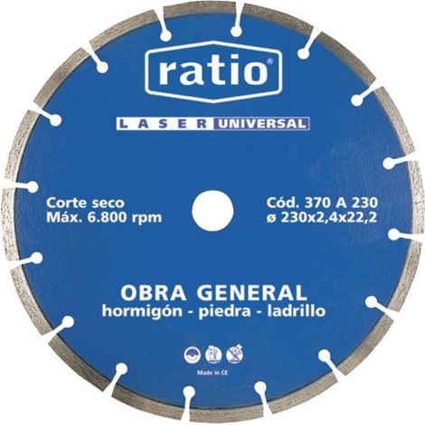Disco diamante Ratio - 230 x 2,4 x 22,2 mm.