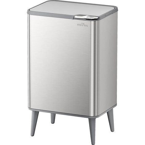 Poubelle de Cuisine, Bureau 60L, avec Couvercle et Filtre Déodorant, Fermeture Douce et Maintien en Ouverture, en acier inoxydable, forme Rectangulaire, Support Détachable (1/5)