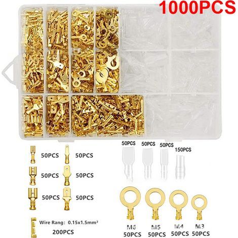 1000pcs Connecteur Électrique à Sertir Mâle Femelle Cosse Isolée 2,8 4,8 6,3 mm Anneau M3-M4-M5-M6 U 453 Cuivre Nylon Boîte Rangement (1/5)