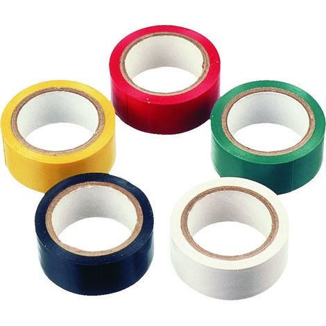 Werkzeyt PVC Isolierband 5 Rollen, Maß 19mm x 3,5m, Farbig sortiert Isolierband