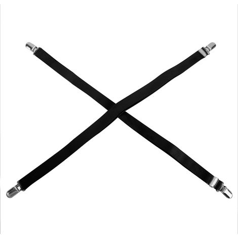 2 attaches de drap ajustables 90-180 cm, pinces clips fixations pour matelas noir (1/4)