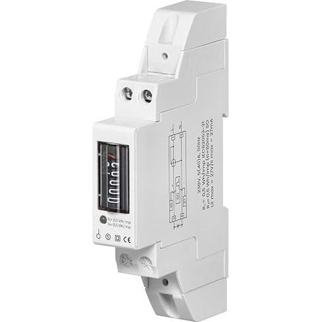 Single Phase Electric Meter 40A DIN Rail Electric 230V Under Meter Single Phase with Impulse Output S0 2000 imp/kWh Consumption (Analog 5+1)