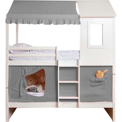 Ciel de lit superposé Casita coton gris 70x198/154x133cm