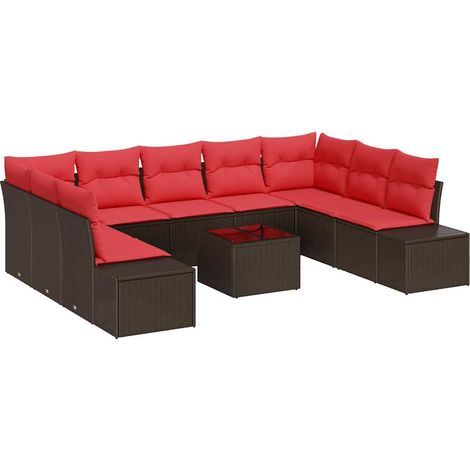 Set Divano da Giardino con cuscino 10 pcs Marrone polyrattan vidaXL