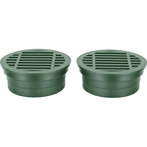 Lot de 2 grilles d'évacuation rondes de 7,6 cm (3 pouces) en plastique robuste pour terrasse, pelouse, jardin, toit ou allée. (1/5)