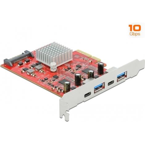 Tarjeta PCI Express x4 a SuperSpeed USB 10 Gbps con 2 x USB Tipo-A y 2 x USB Type-Câ¢ - Doble canal
