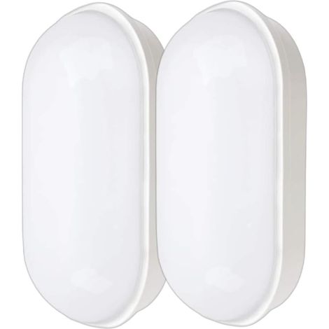 LED Kellerlampe, 20W 2000LM Deckenleuchte Wandlampe, IP54 Wasserdicht Augenschutz LED Feuchtraum Ovalleuchte für Garten Badzimmer Porch Garage Flur Keller Garten, Neutralweiß 4000K (2 Stück) (1/5)