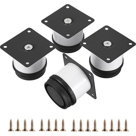 Lot de 4 Pieds de Meuble Acier Inoxydable 5,1 cm Réglables Blanc Ronds pour Bureau Canapé Armoire (1/4)