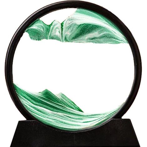 Tableau de sable mouvant 19 x 18 cm, décoration artistique avec effet sablier, œuvre moderne pour bureau et table, vert (1/5)