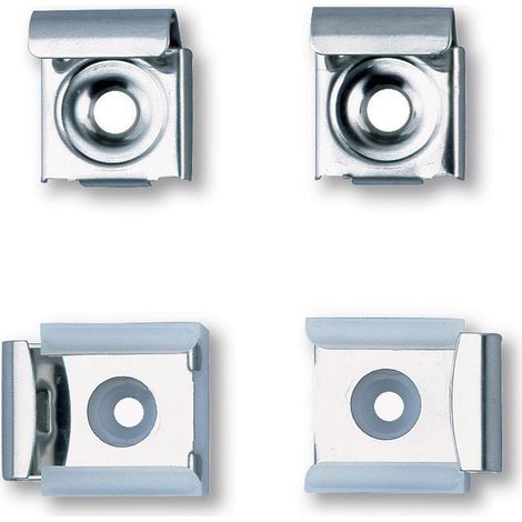 Delabie – Jeu de 4 pattes à glace pour miroir – 2 pattes avec ressort – Inox poli brillant – Dimensions 8 x 23 x 24,5 mm (1/3)